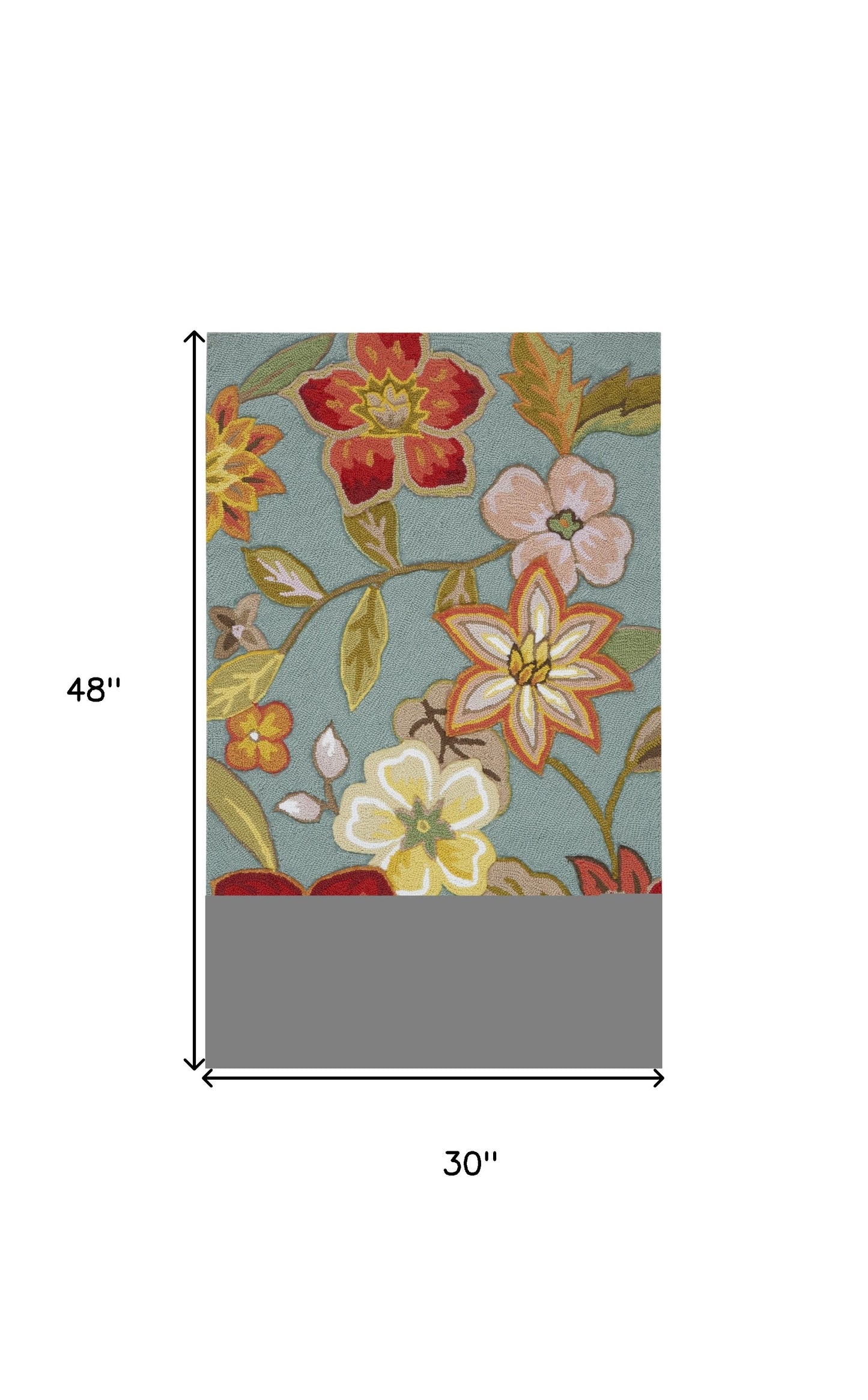 3' X 4' Green Floral Hand Hooked Handmade Area Rug