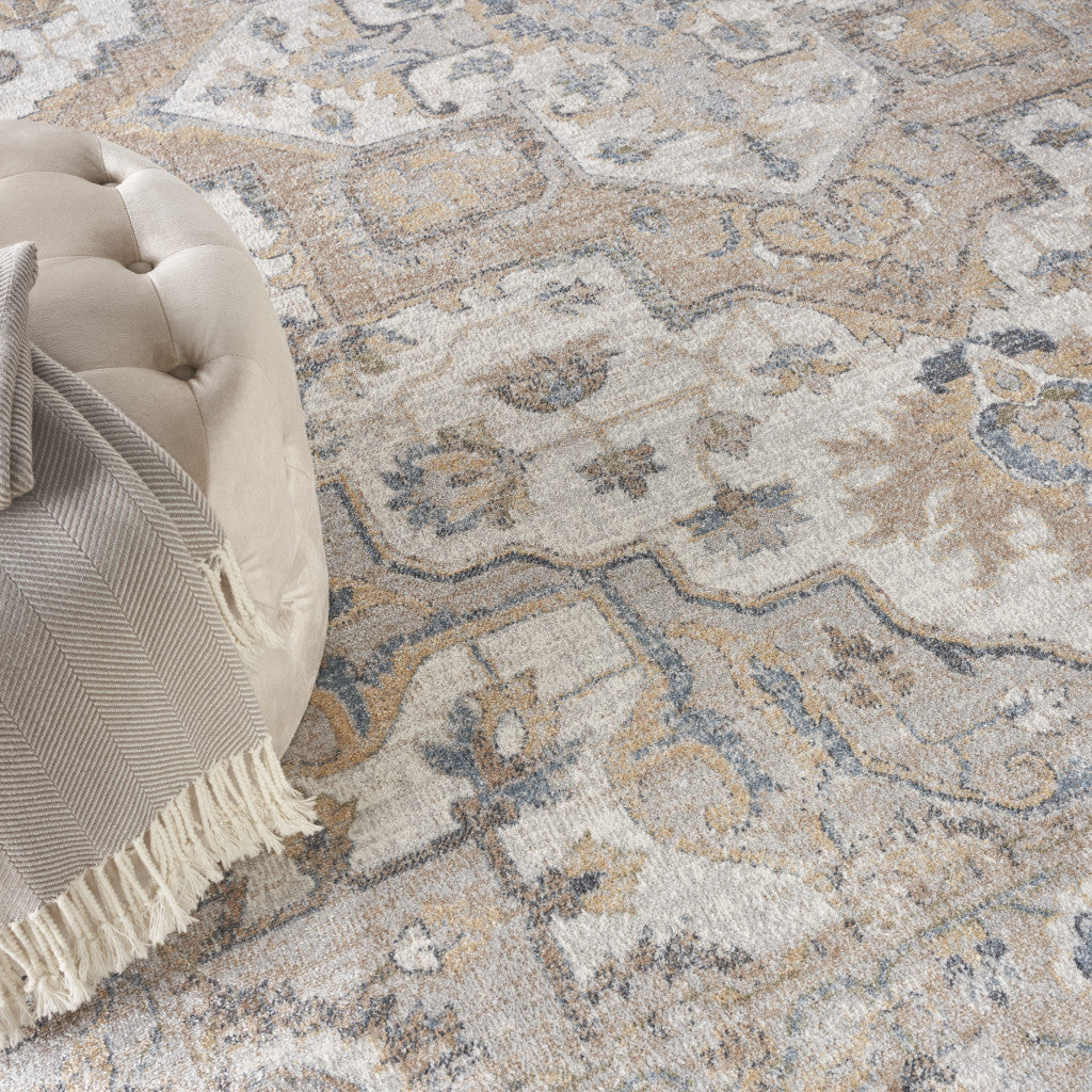 9' x 12' Gray Oriental Power Loom Area Rug