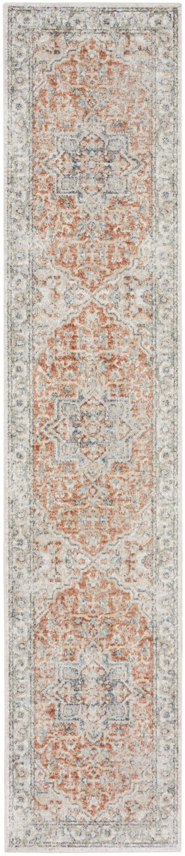 10' Gold and Ivory Oriental Power Loom Washable Runner Rug