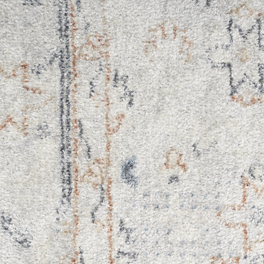 9' X 12' Light Blue Oriental Power Loom Distressed Area Rug