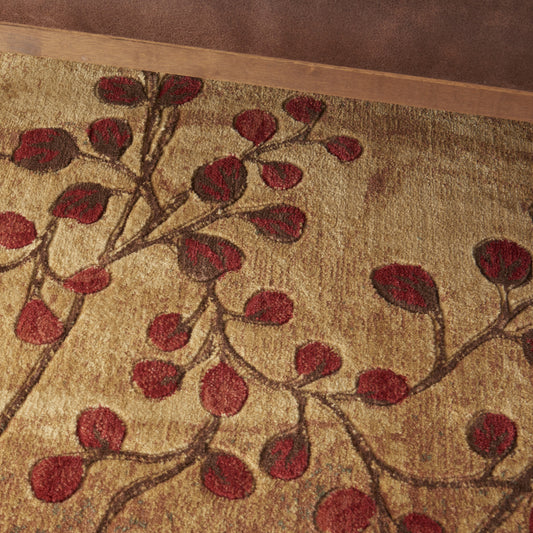 10' x 13' Brown Floral Power Loom Area Rug