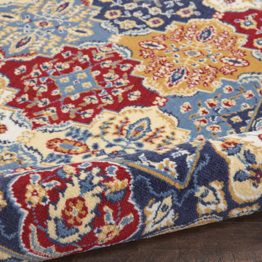 5' x 7' Red Damask Power Loom Area Rug