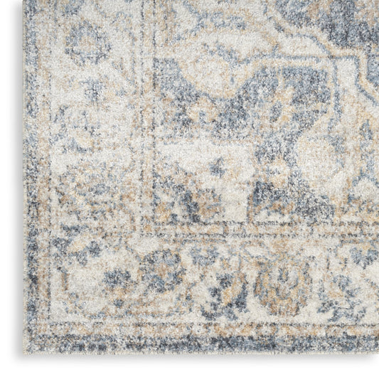 8' Gray Oriental Power Loom Washable Runner Rug