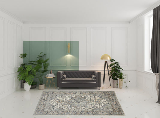 8' x 10' Ivory Floral Power Loom Area Rug
