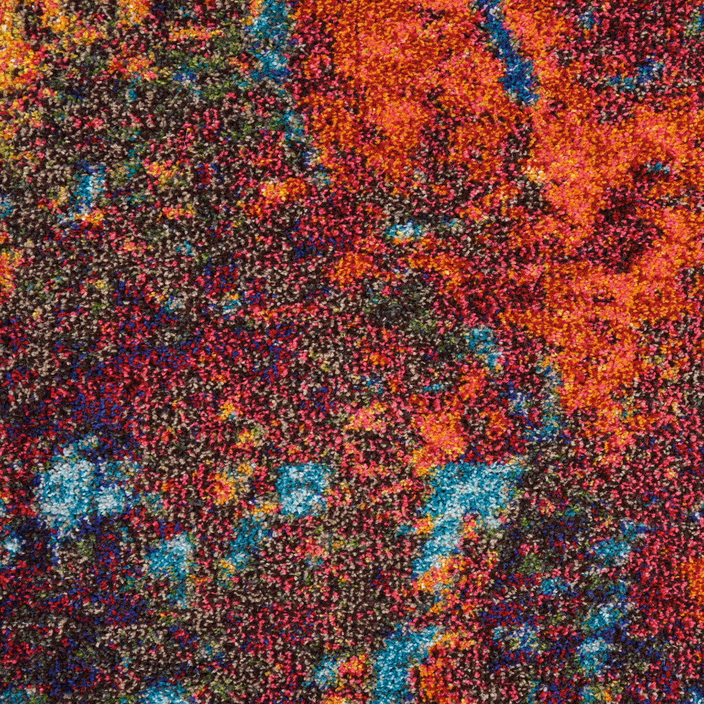 7' x 10' Blue and Orange Abstract Power Loom Area Rug
