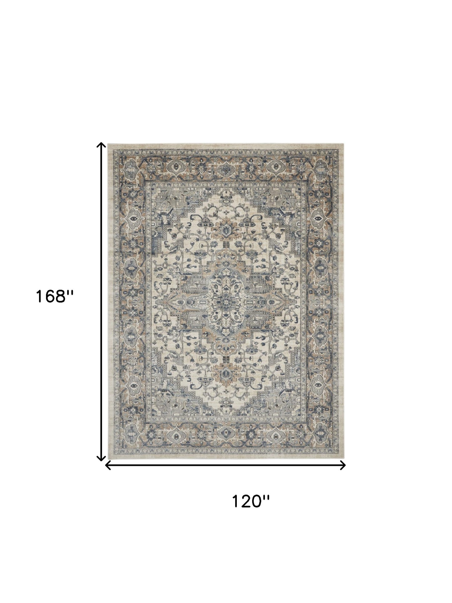 10' x 14' Ivory Floral Power Loom Area Rug