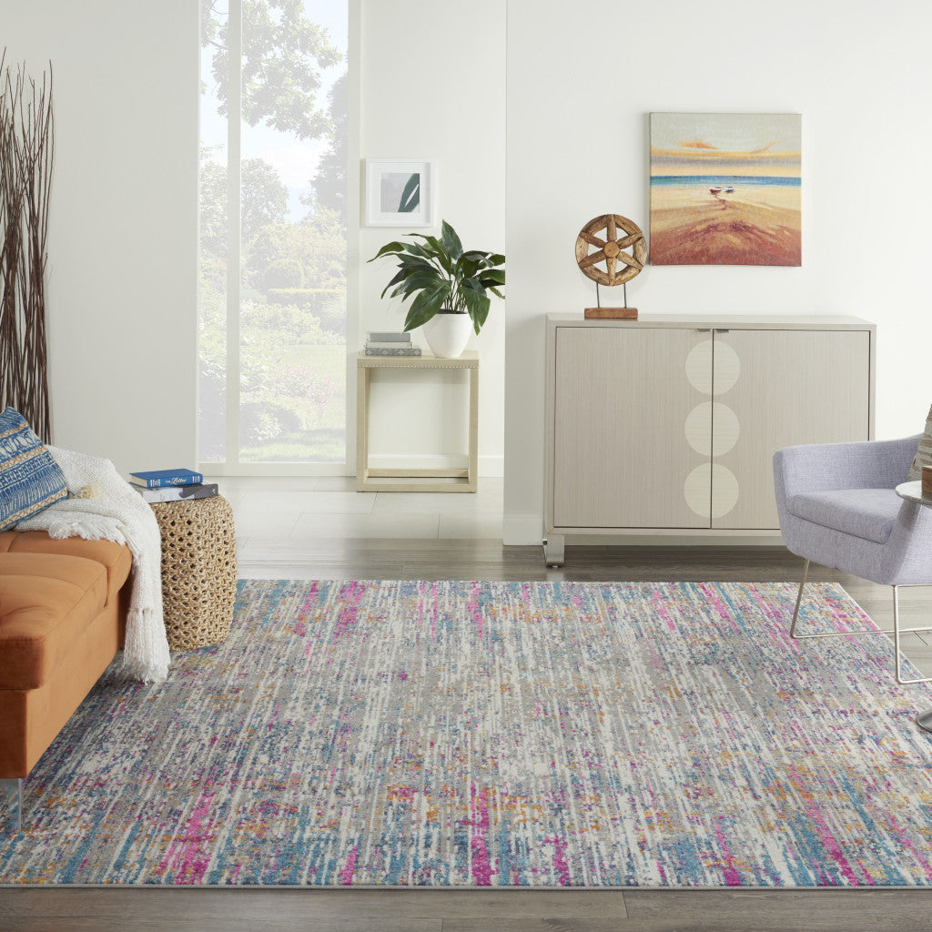9' x 12' Ivory Abstract Power Loom Area Rug