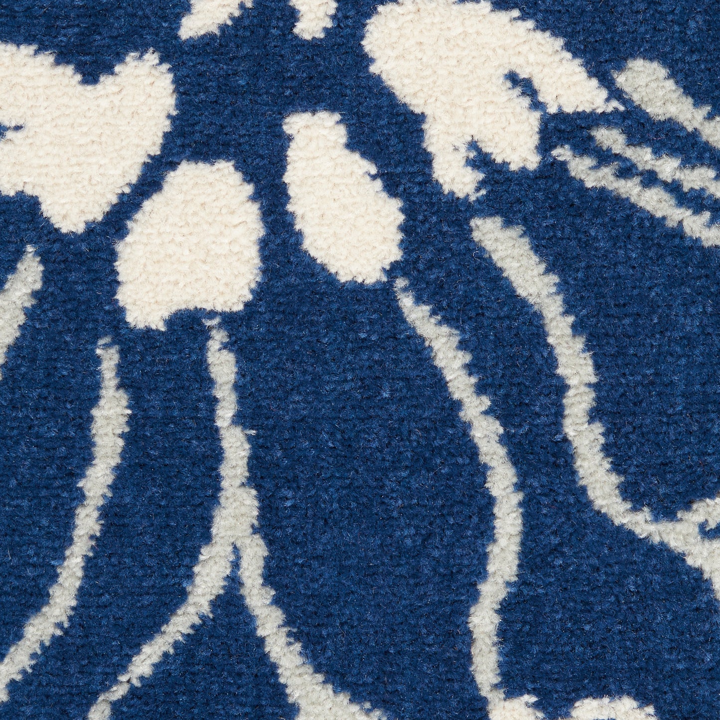 10' Navy Blue Floral Power Loom Runner Rug