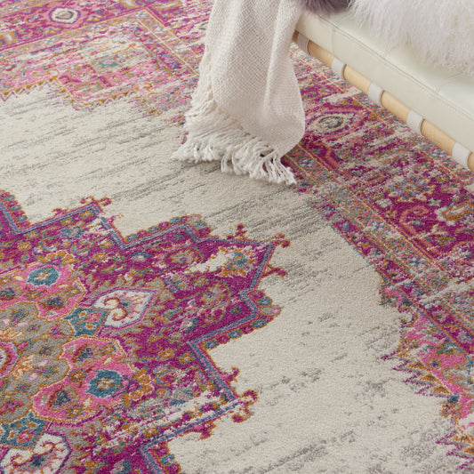 9' x 12' Pink Floral Power Loom Area Rug