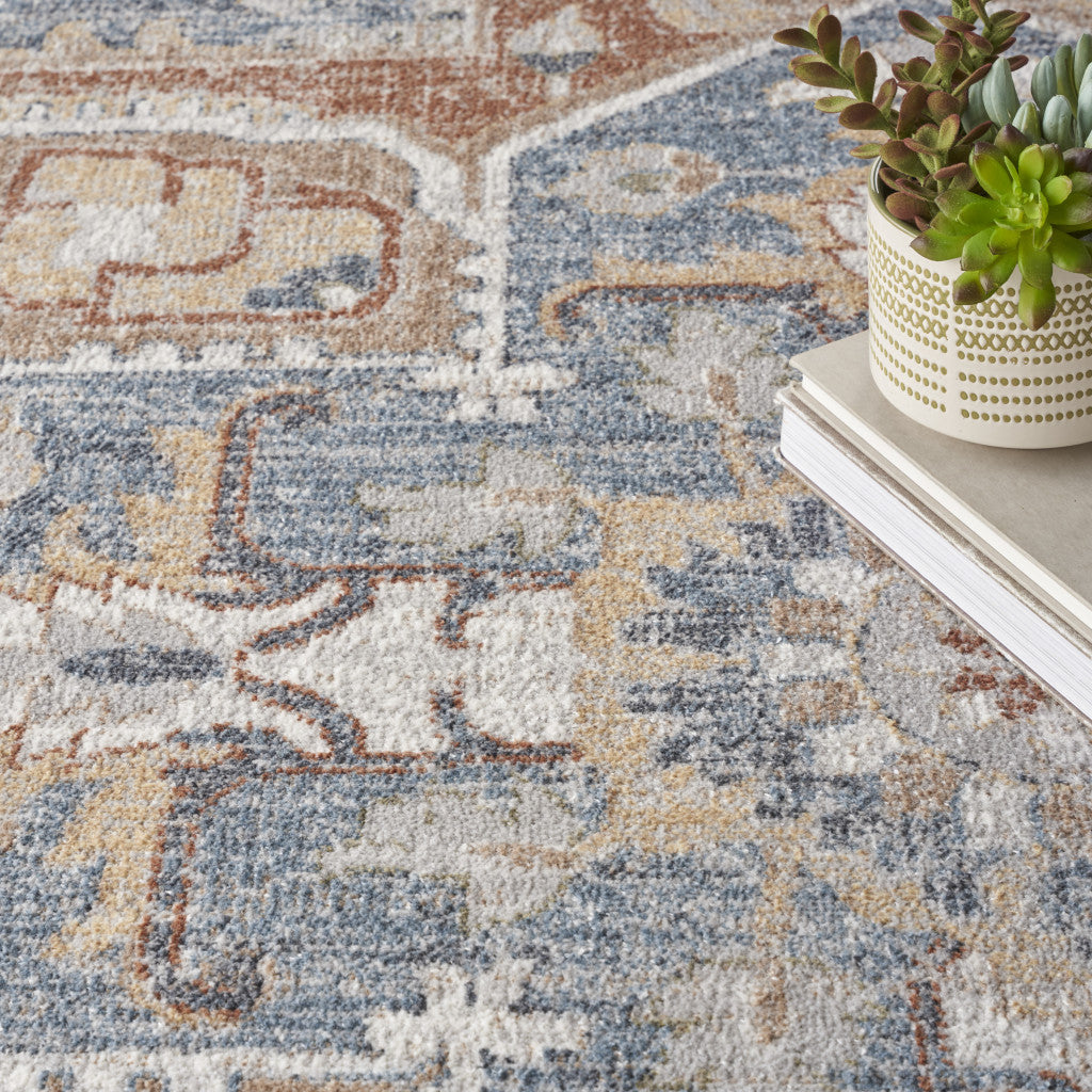 9' x 12' Gray Oriental Power Loom Area Rug