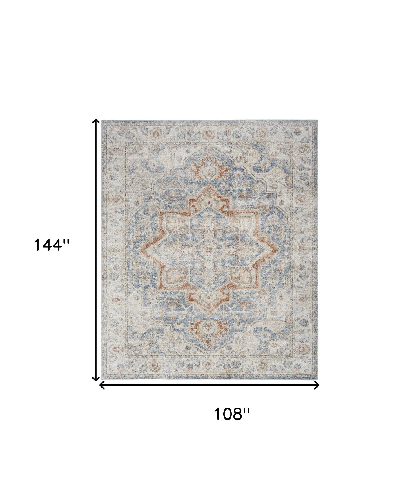 9' x 12' Gray Oriental Power Loom Area Rug
