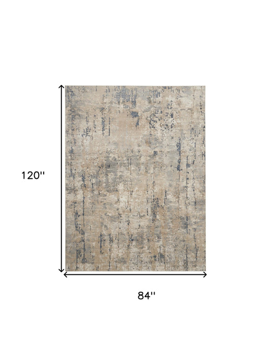 7' x 10' Beige Abstract Power Loom Area Rug