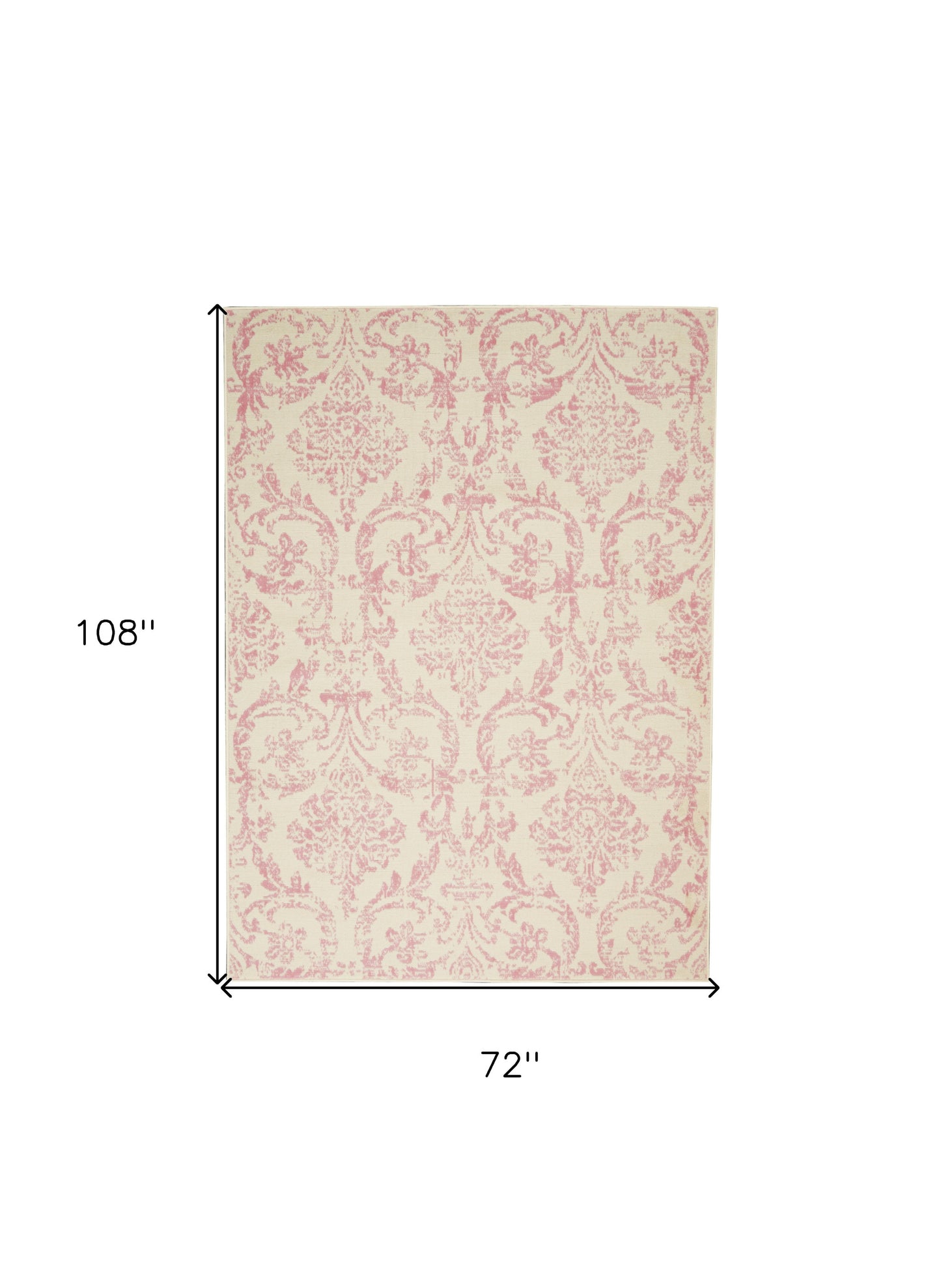 6' x 9' Beige and Pink Floral Power Loom Non Skid Area Rug