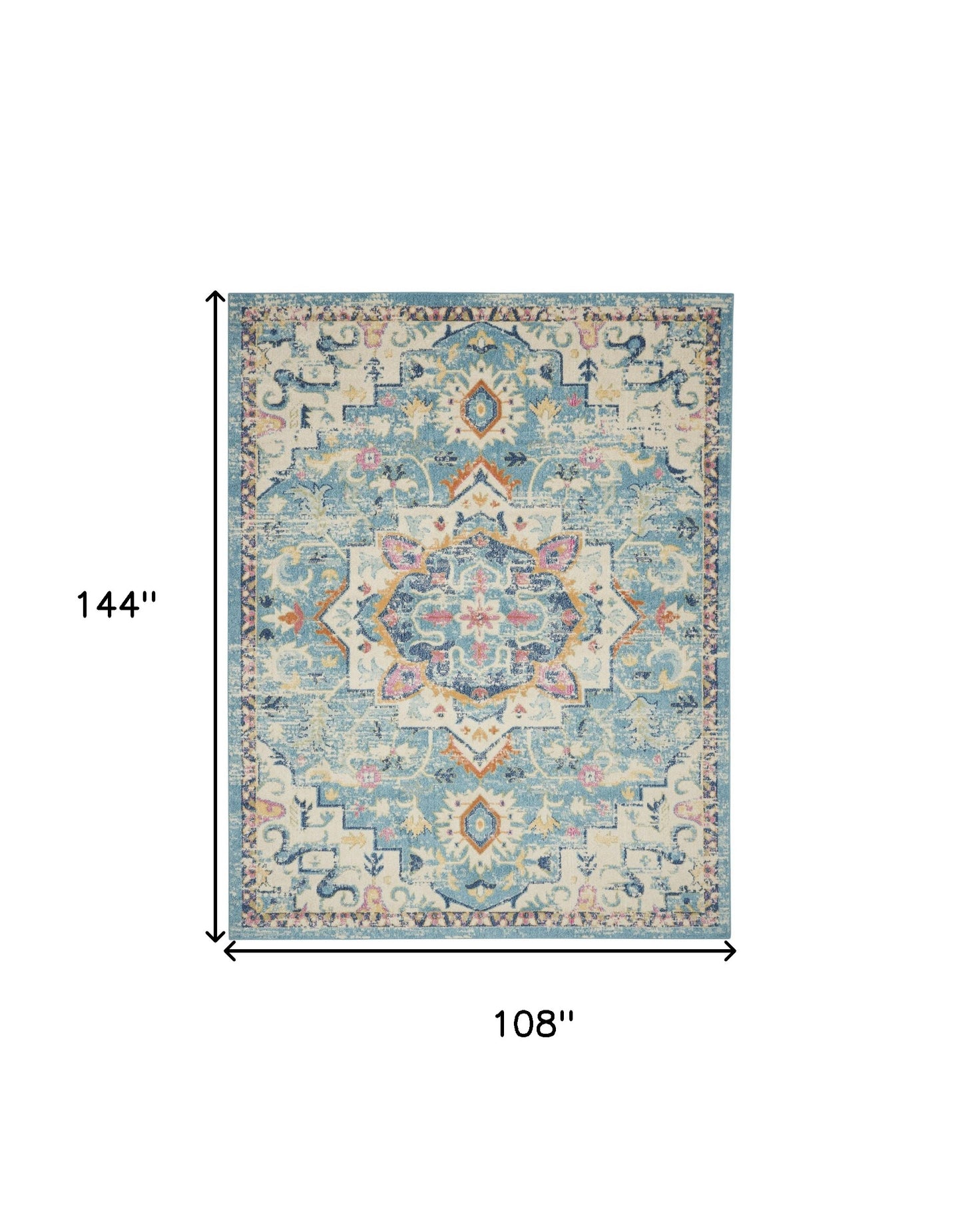 9' x 12' Ivory Floral Power Loom Area Rug