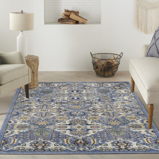 4' x 6' Green and Ivory Floral Power Loom Area Rug