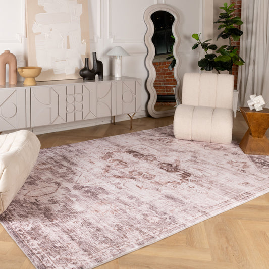 5' x 8' Brown and Ivory Oriental Area Rug