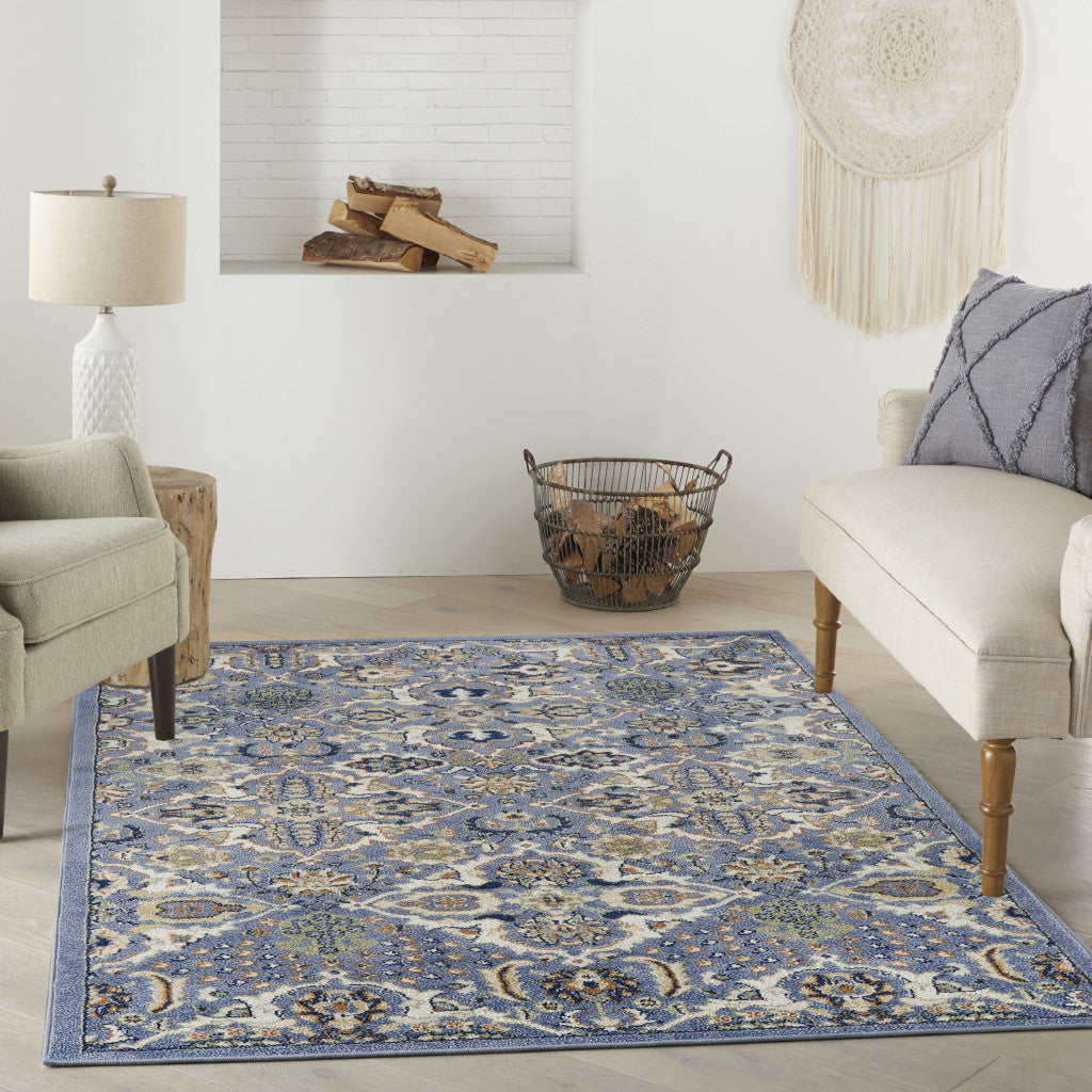 4' x 6' Green and Ivory Floral Power Loom Area Rug
