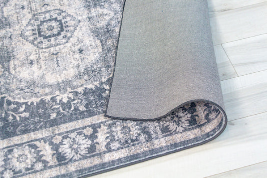 5' x 8' Black and Gray Oriental Area Rug