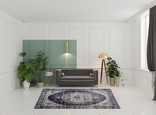 7' x 10' Black and Gray Oriental Area Rug