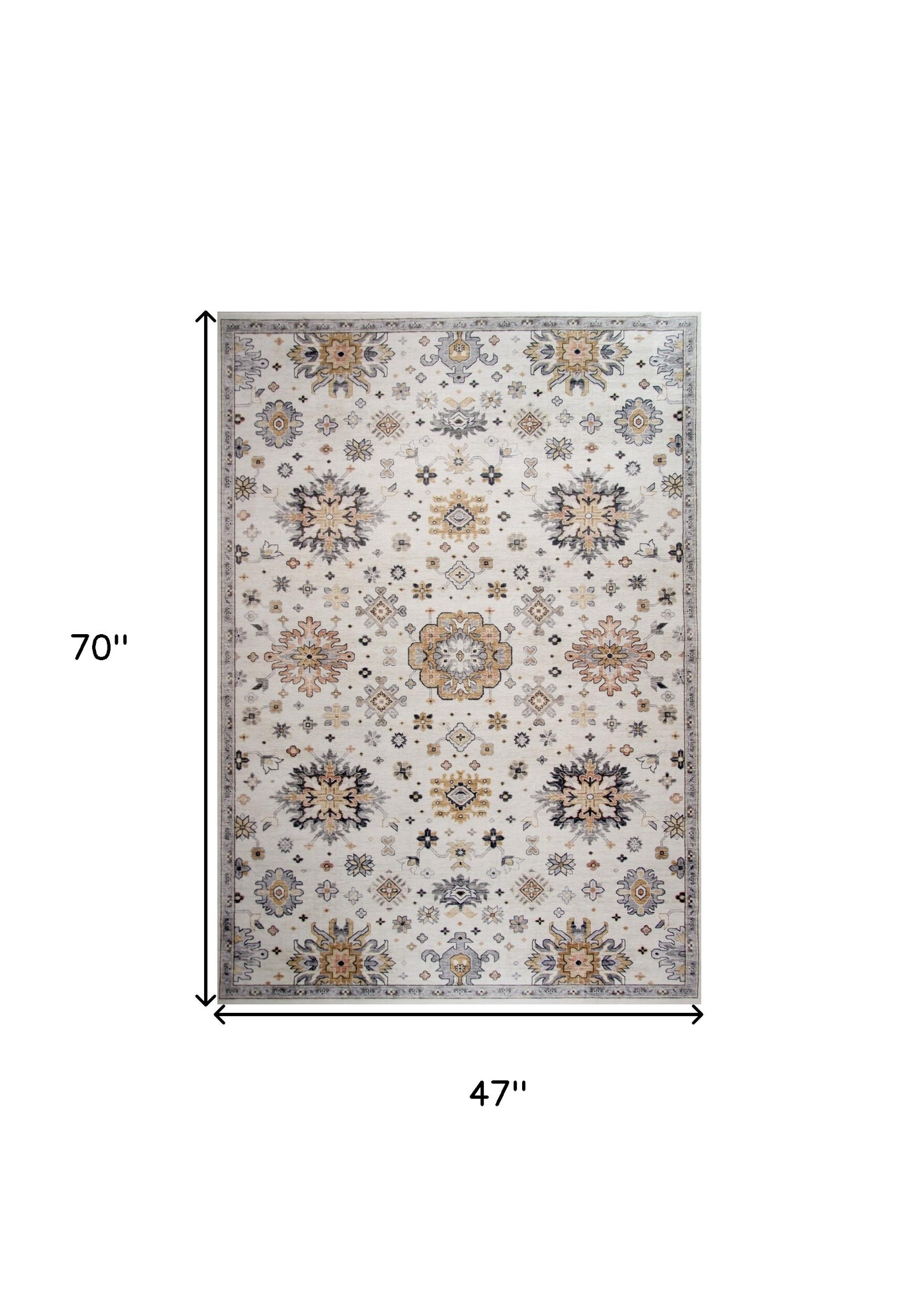 4' x 6' Cream Floral Area Rug