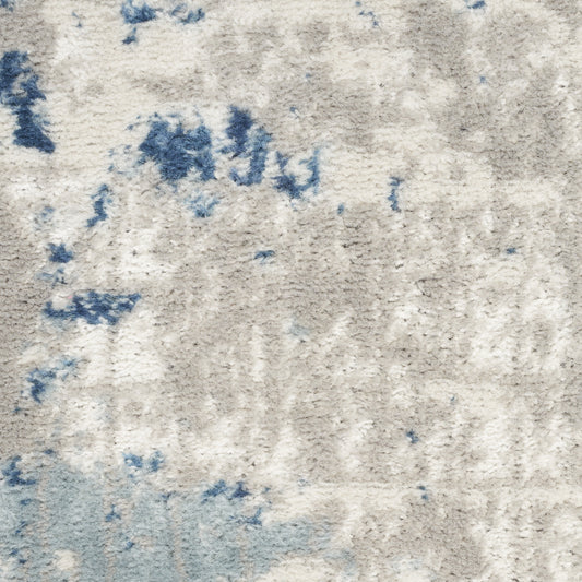 8' x 10' Blue and Gray Abstract Power Loom Area Rug