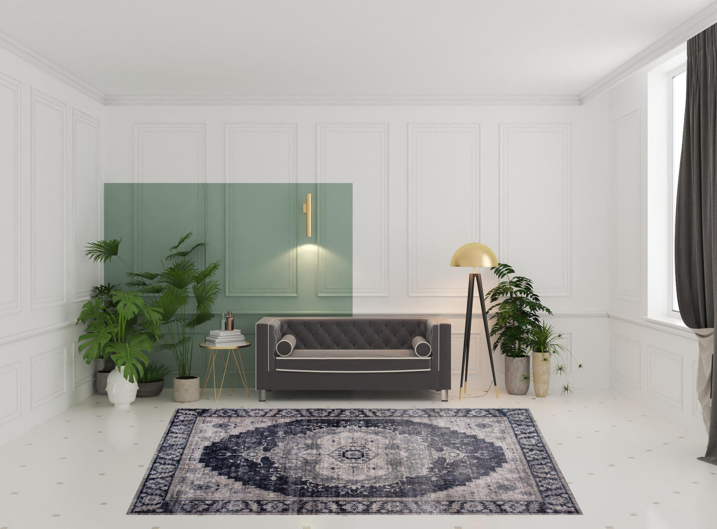 8' x 11' Black and Gray Oriental Area Rug