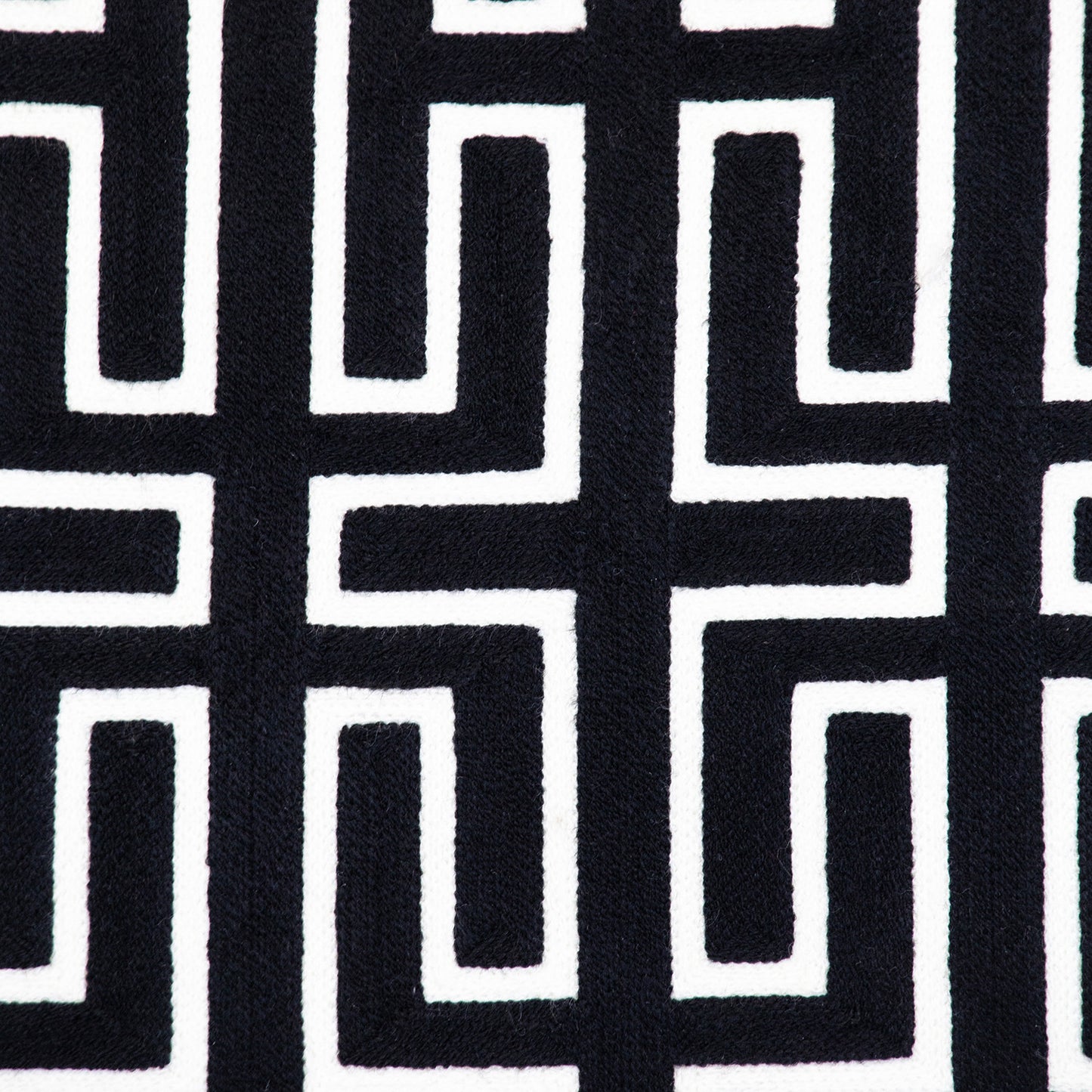 20" X 20" Black Geometric Cotton Zippered Pillow