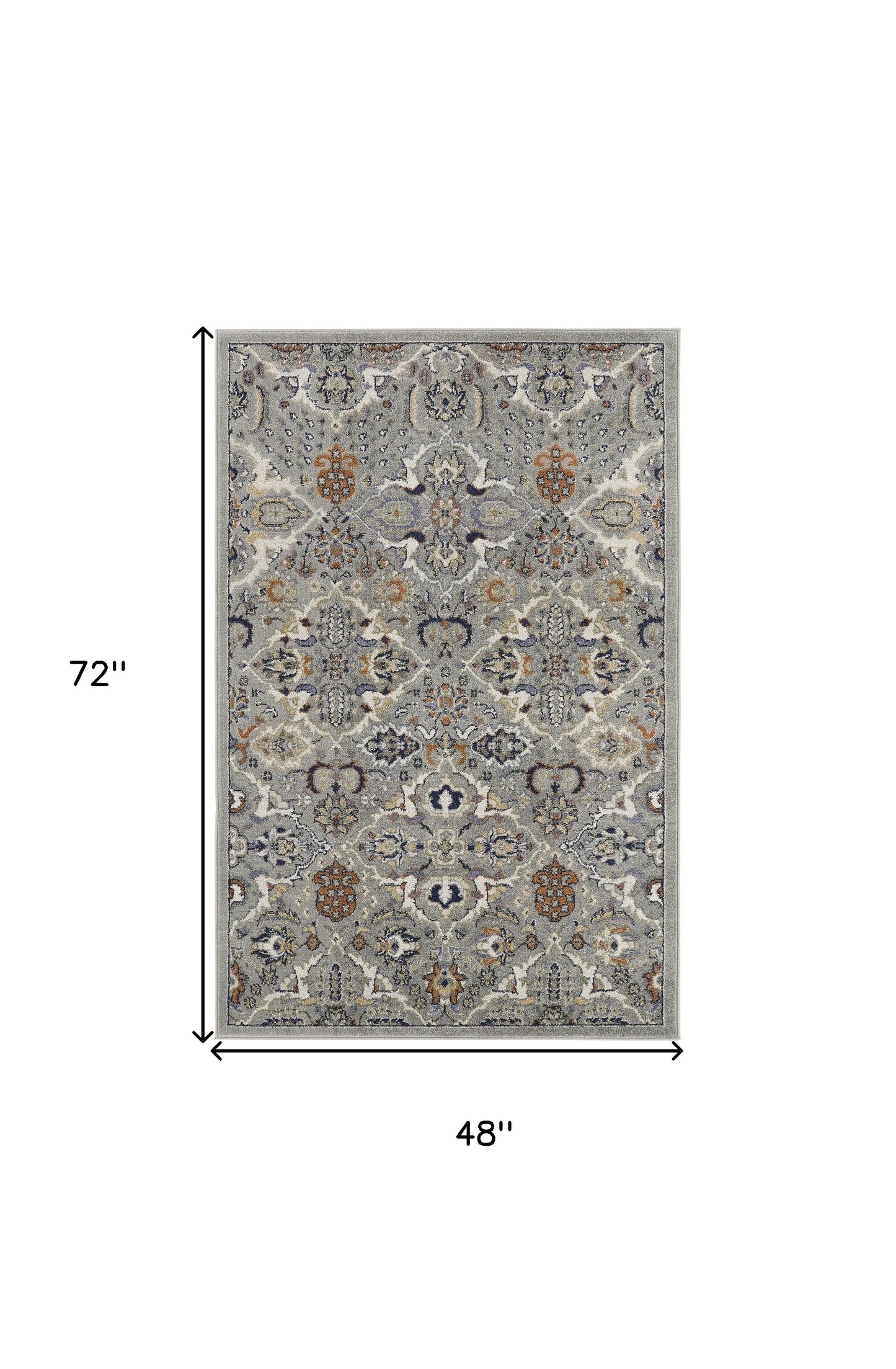 4' x 6' Green and Ivory Floral Power Loom Area Rug