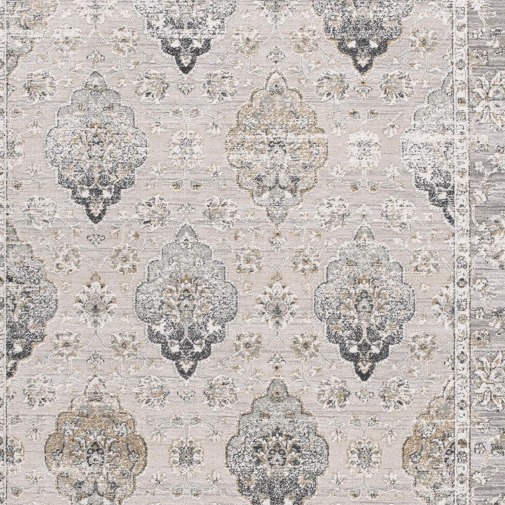 4' X 6' Gray Oriental Washable Non Skid Area Rug