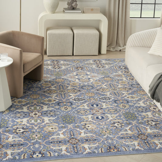6' x 9' Green and Ivory Floral Power Loom Area Rug