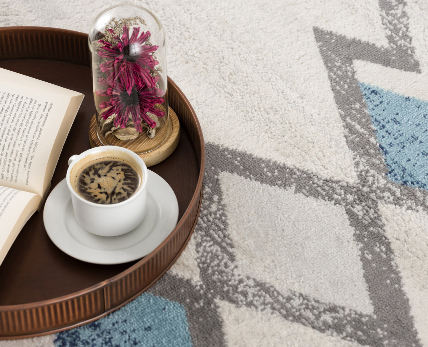2' x 3' Blue and Beige Southwestern Non Skid Area Rug