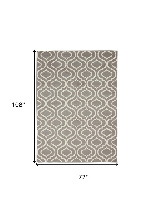 6' x 9' Gray Moroccan Power Loom Area Rug