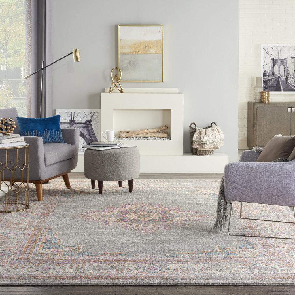 12' X 18' Blue Moroccan Power Loom Distressed Area Rug