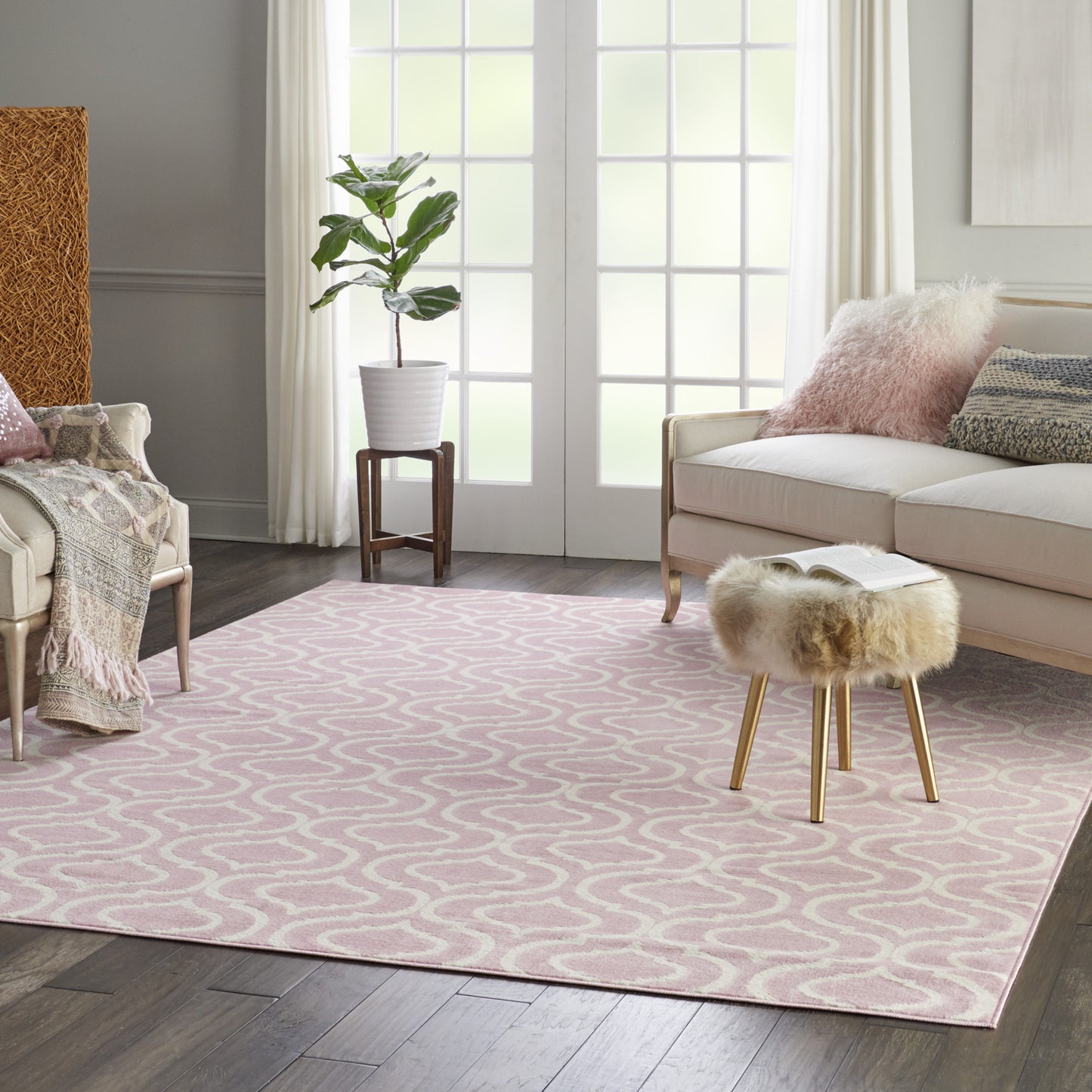 8' x 10' Gray Moroccan Power Loom Area Rug
