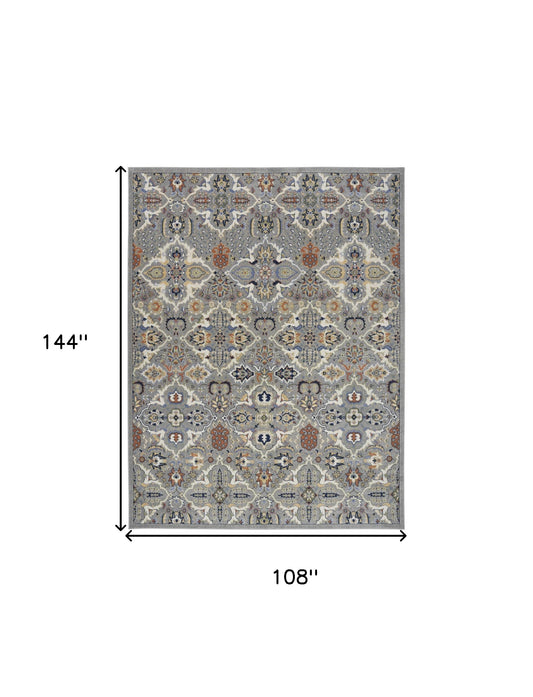 9' x 12' Green and Ivory Floral Power Loom Area Rug