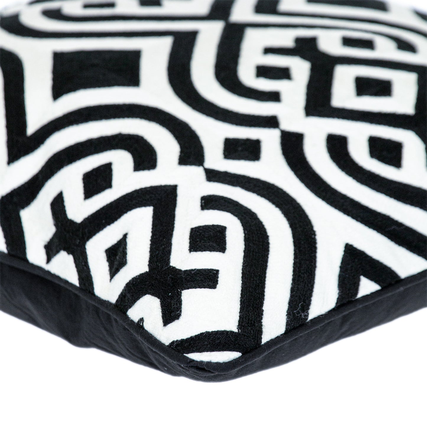 18" X 18" Black 100% Cotton Geometric Zippered Pillow