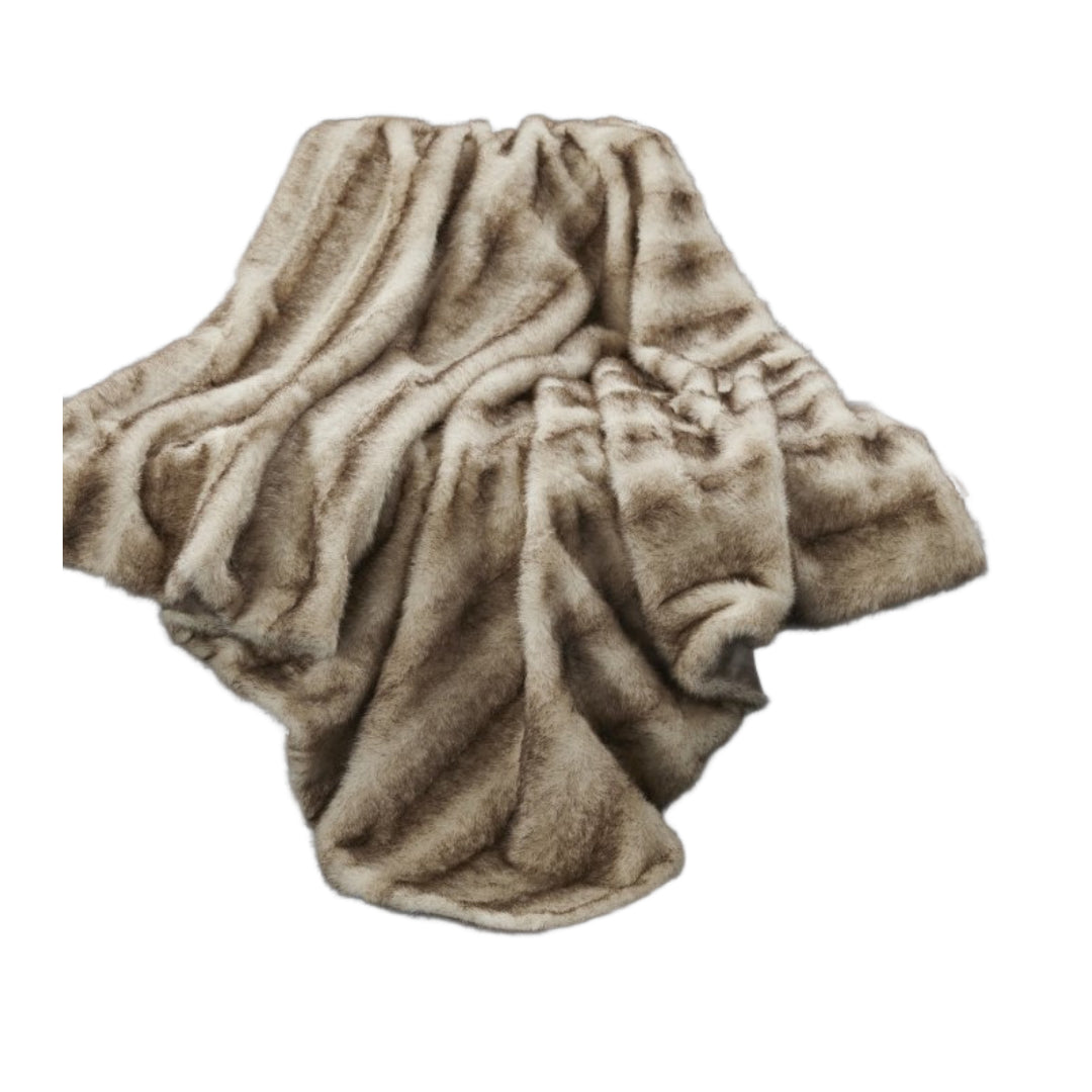 Brown Knitted Polyester Animal Print Throw Blanket