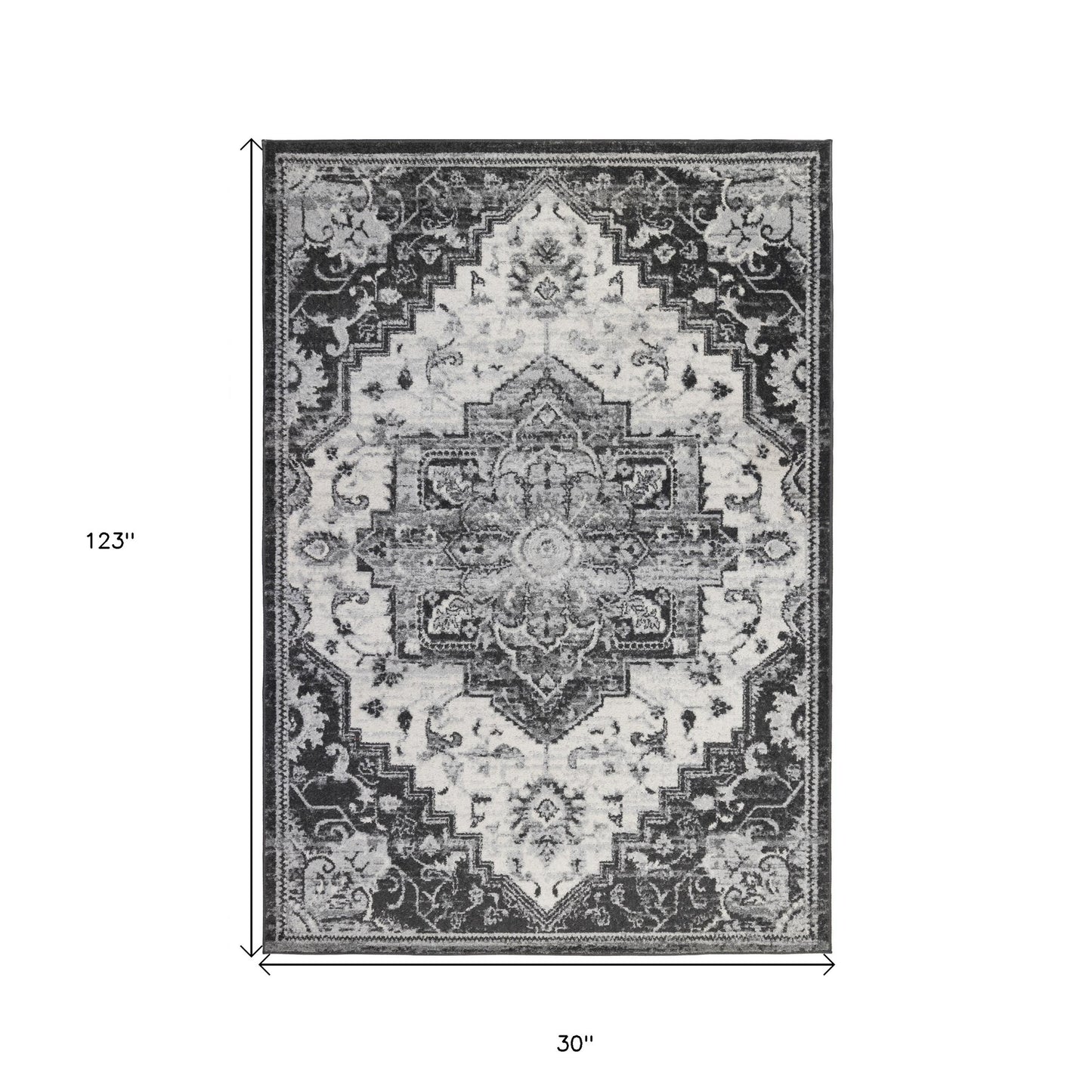 10' Ivory Medallion Power Loom Runner Rug