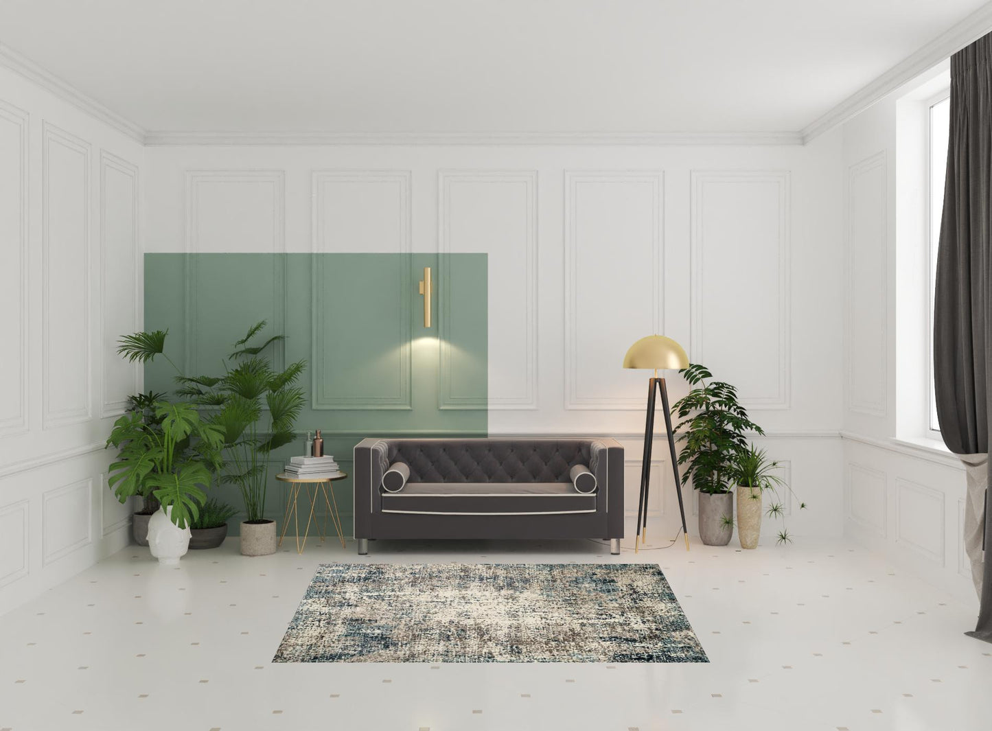 5' x 7' Blue Abstract Power Loom Area Rug