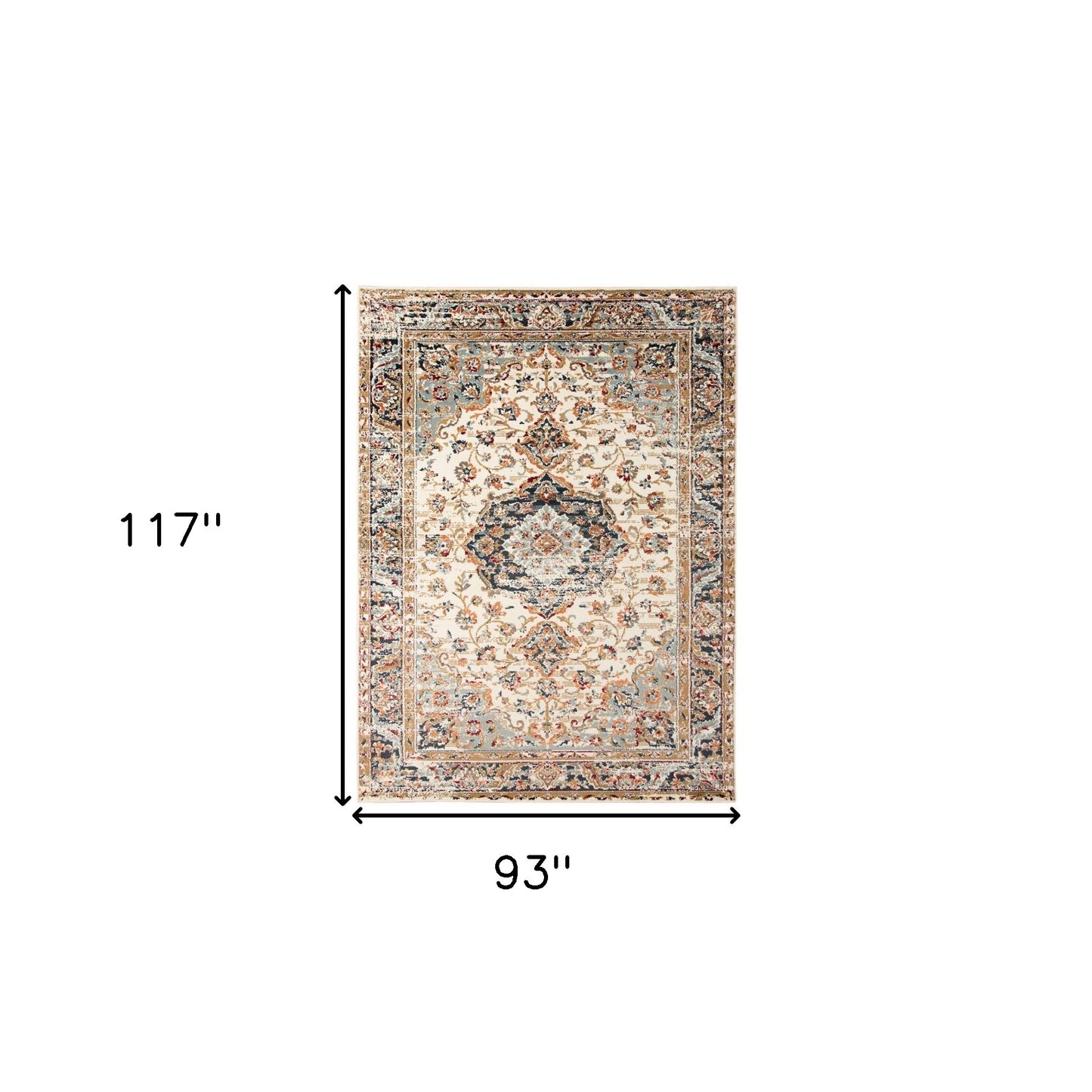 8' x 10' Orange and Ivory Medallion Power Loom Area Rug