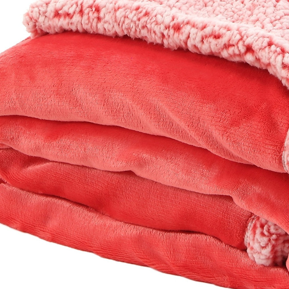 Fuchsia Knitted PolYester Solid Color Plush Throw Blanket