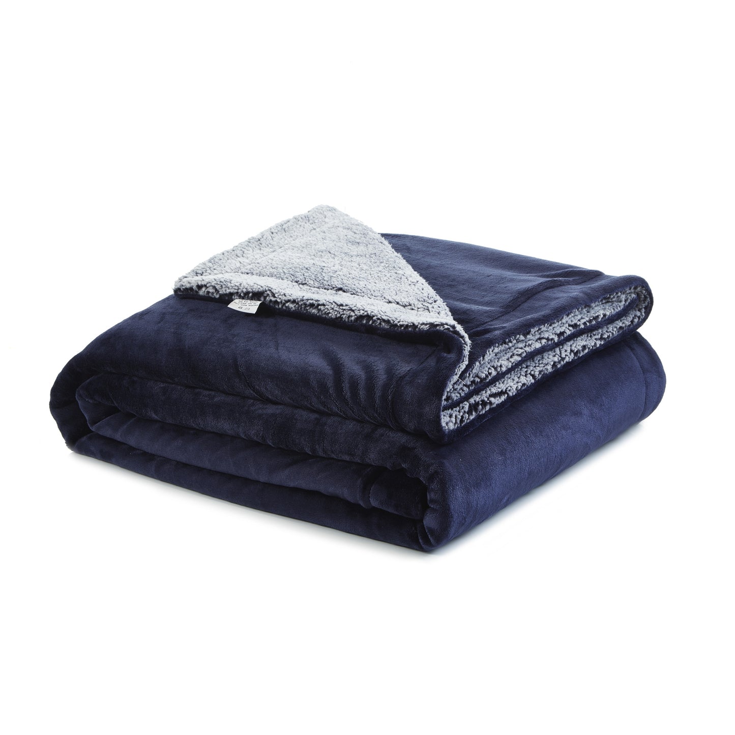 Navy Blue Knitted PolYester Solid Color Plush Throw Blanket