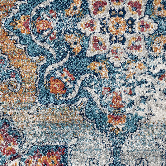 5' x 7' Orange Medallion Power Loom Area Rug