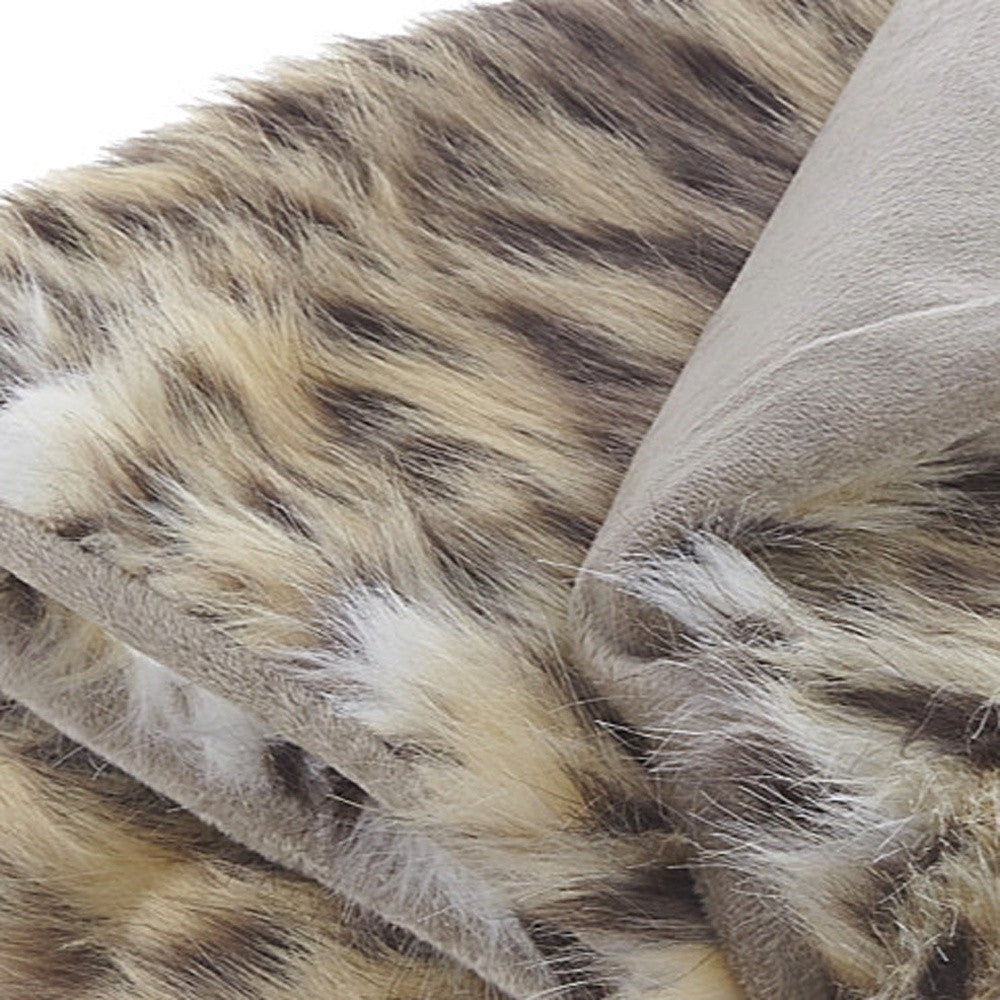 Brown Knitted Acrylic Animal Print Throw Blanket