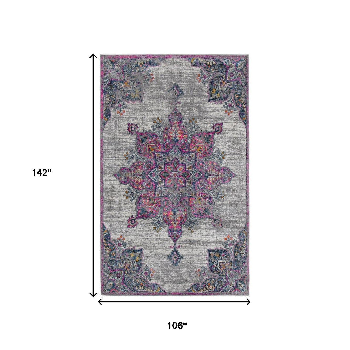 9' x 12' Pink Medallion Power Loom Area Rug