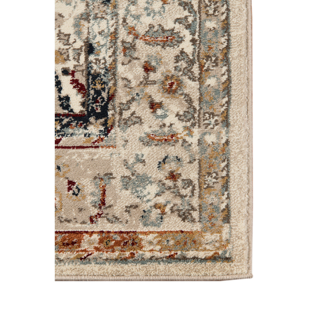 8' x 10' Beige Floral Medallion Power Loom Area Rug