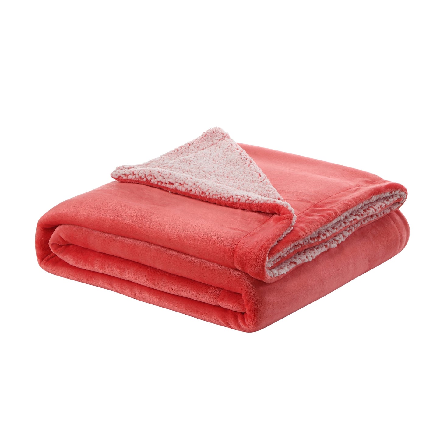 Fuchsia Knitted PolYester Solid Color Plush King Blanket