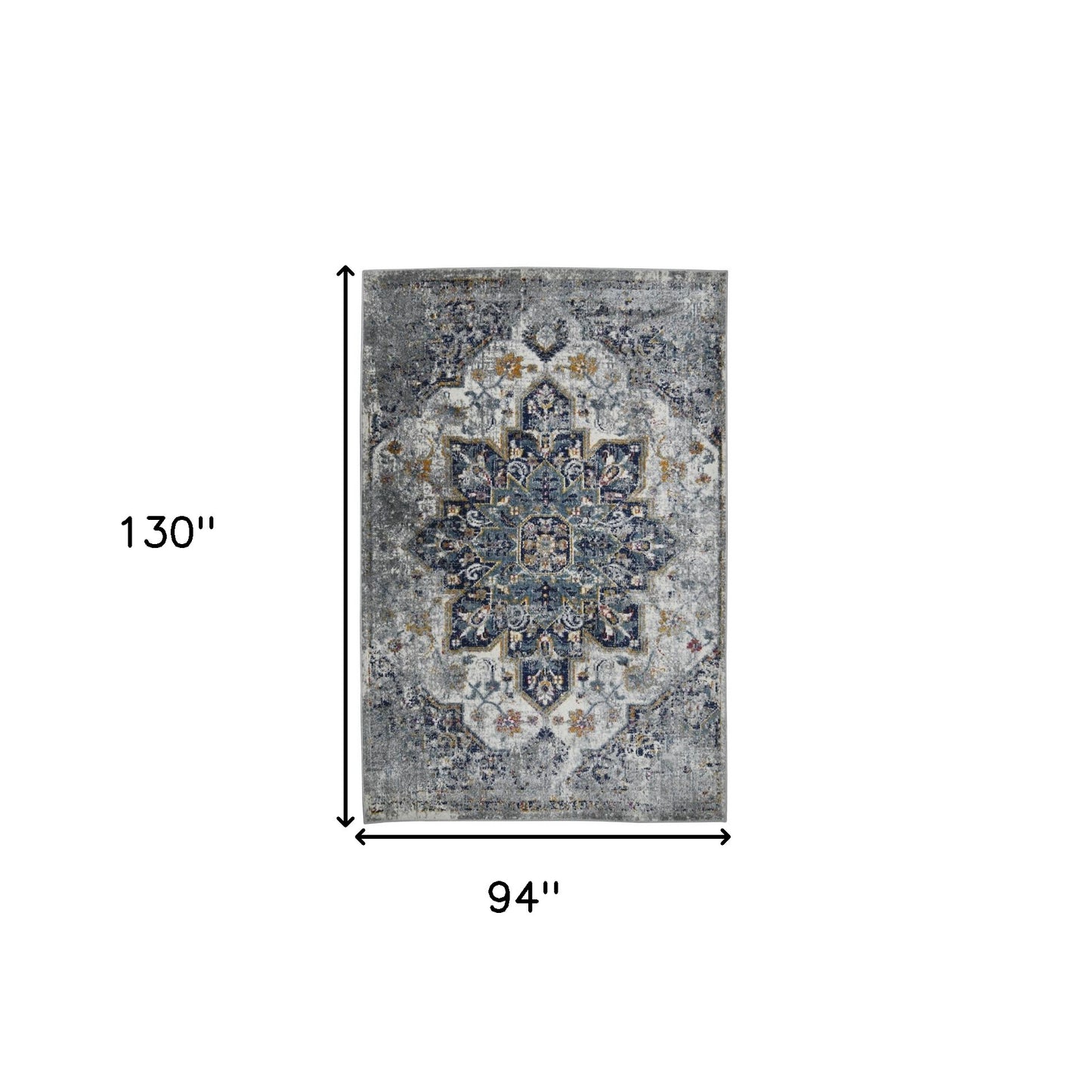 8' x 11' Gray Medallion Power Loom Area Rug