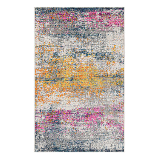 5' x 7' Pink and Orange Abstract Power Loom Area Rug