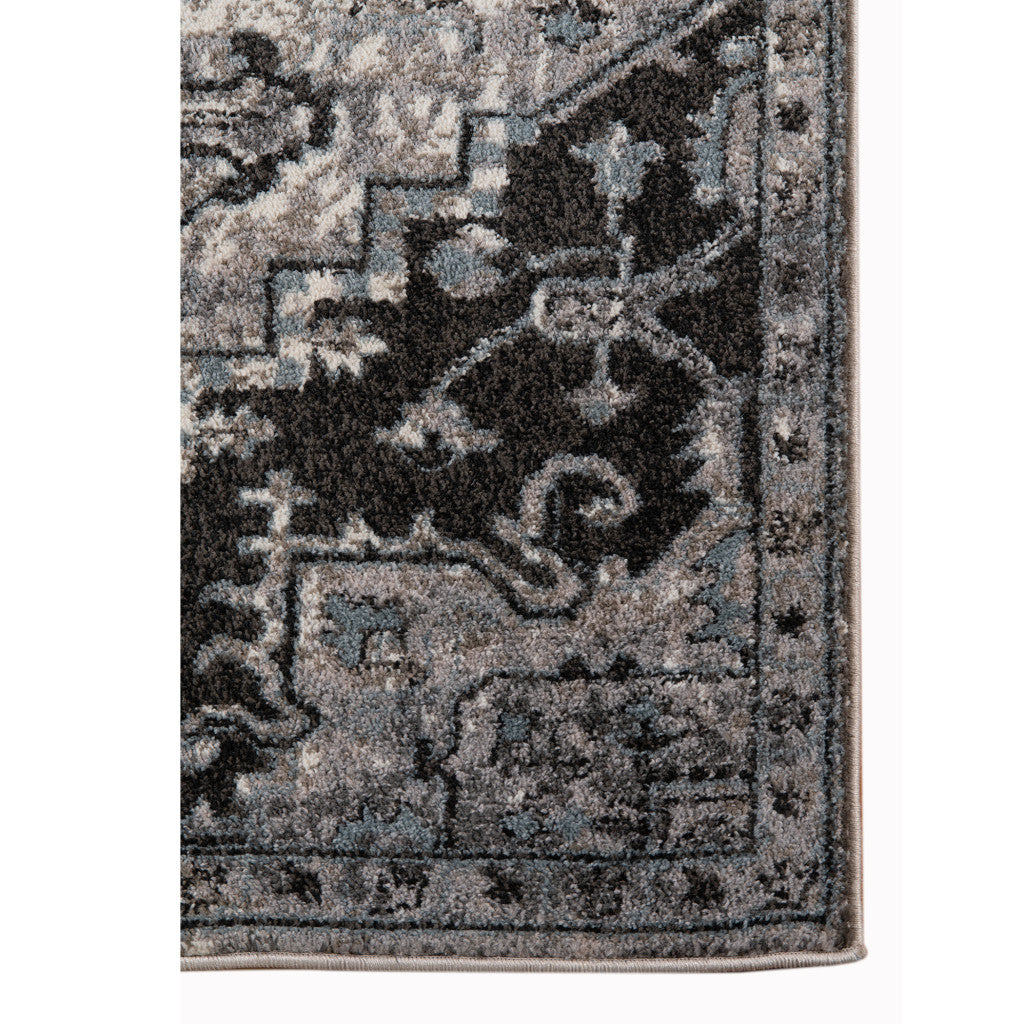 10' Gray Medallion Power Loom Runner Rug